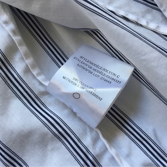 Theory - Classic White & Black Striped Button Down Shirt (Sm) - Picture 8 of 8